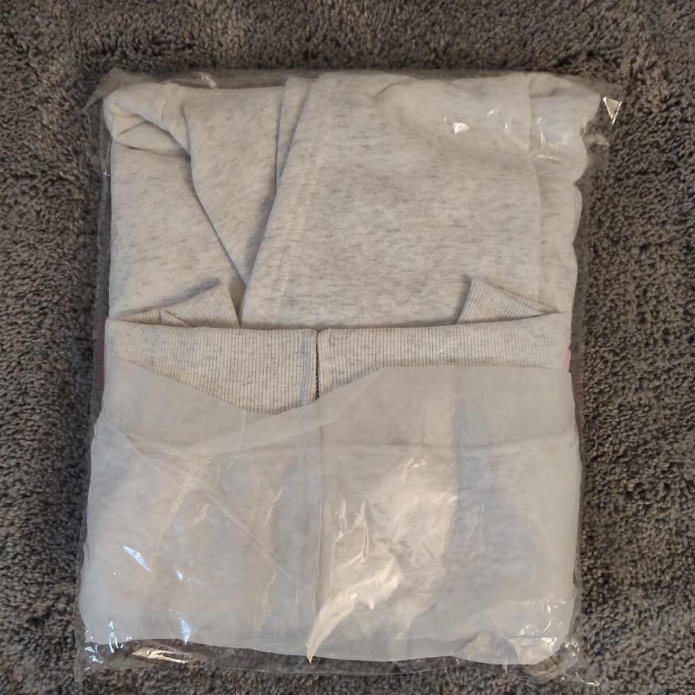 NWT White Fox Boxy Front Zip Hoodie Grey Marle XS/S - Picture 5 of 6